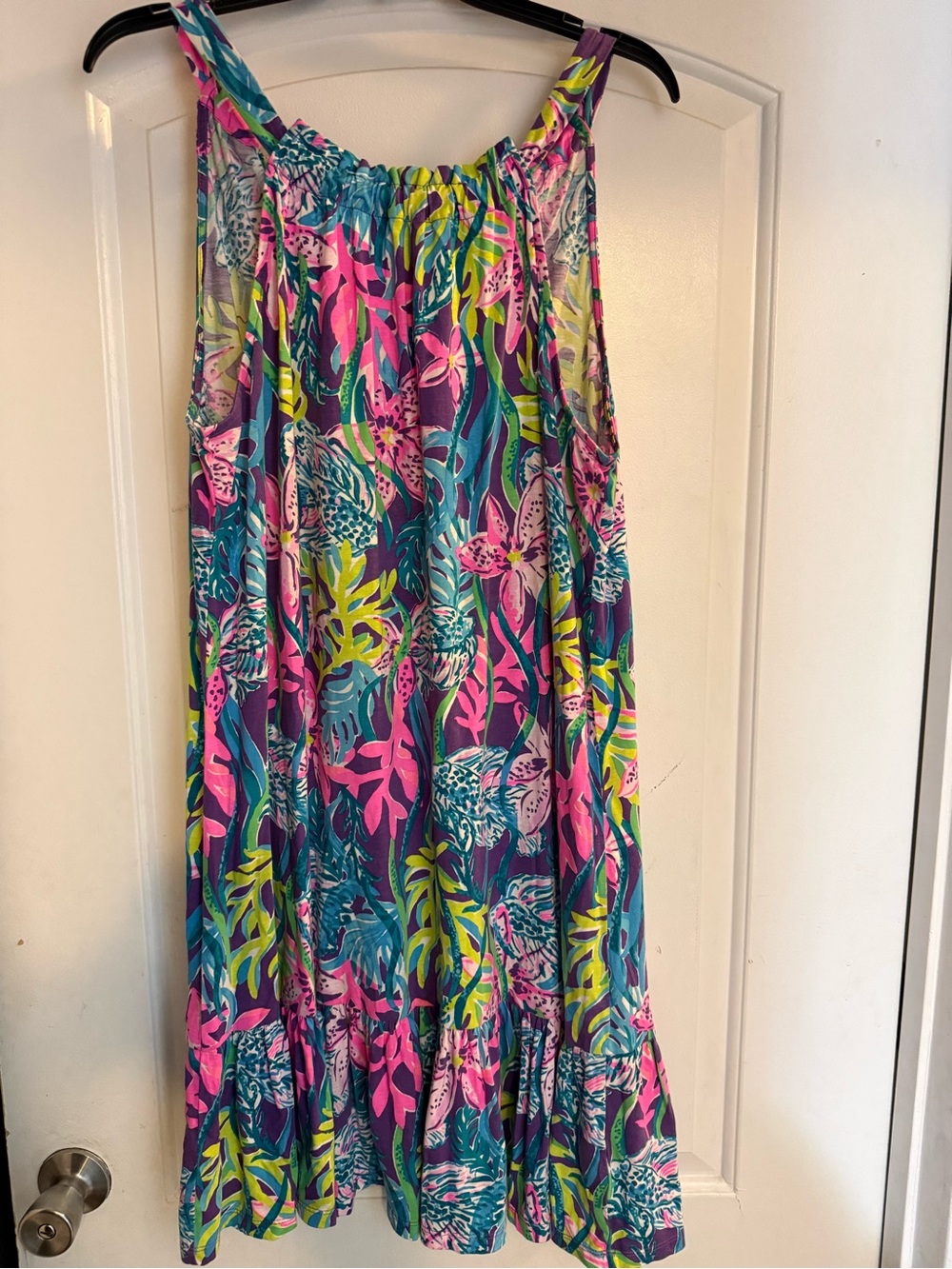 Saira Halter Party All the Tide Dress Floral Tropical Sz L EUC Lilly Pulitzer - Picture 1 of 6